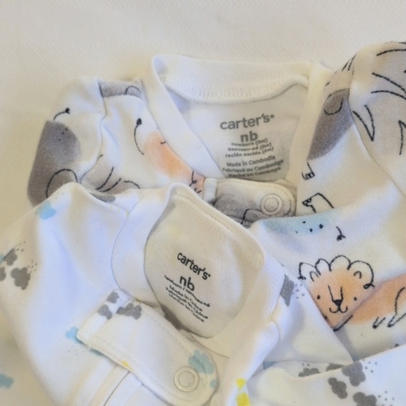 carter's 2-pack cotton zipper footie sleeper pajamas neutral unisex newborn baby - Picture 2 of 11